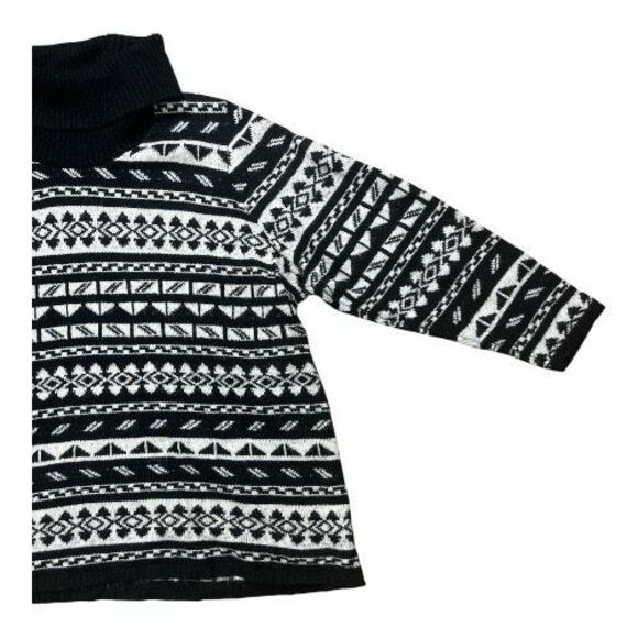 Lane Bryant Plus Size 22/24 Black White Acrylic Pullover Sweater Turtleneck Knit - Picture 4 of 12